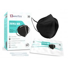 Omnitex Black FFP2 Face Mask, Individually Wrapped | EN149 CE Certified | 5x Extenders (Box 20)